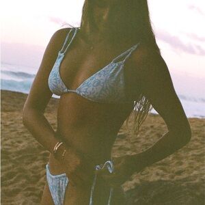 Billabong Light Blue Floral Bikini Top